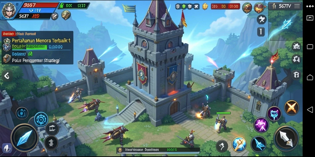 Tangkapan layar gameplay 567TV menampilkan aksi menara pertahanan yang seru.