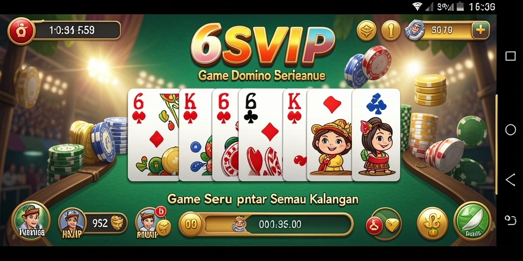 Screenshot gameplay menunjukkan serunya permainan Domino di 6SVIP.