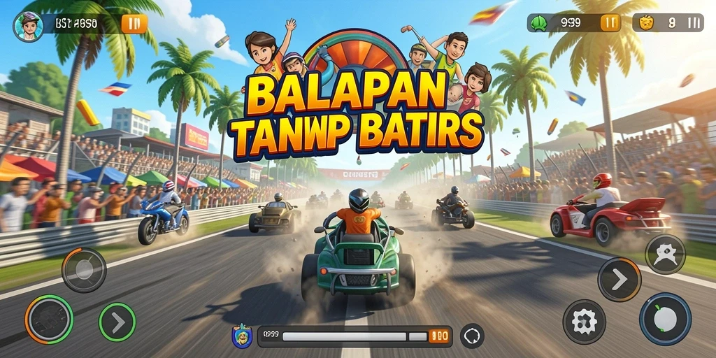 Tangkapan layar gameplay yang menunjukkan aksi balapan mendebarkan.