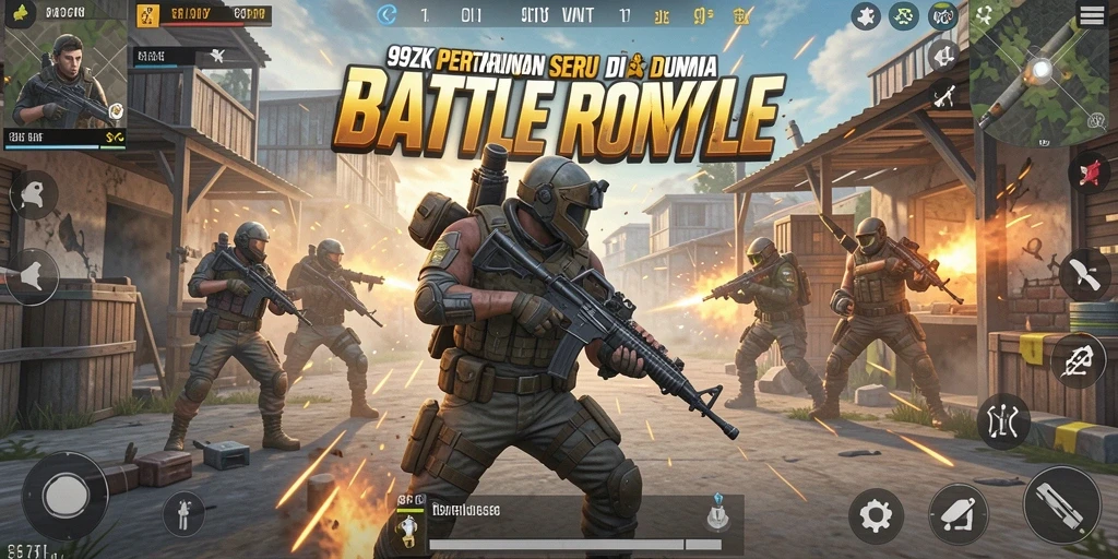 Tangkapan layar gameplay 99ZK menampilkan aksi Battle Royale yang mendebarkan.