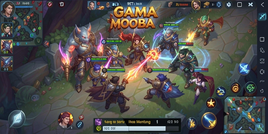 Screenshot utama 9ET menampilkan aksi seru dalam gameplay MOBA.