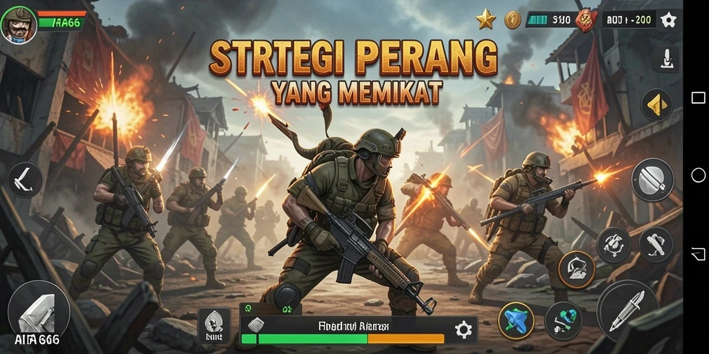 Screenshot gameplay AIFA66 menampilkan pertempuran strategi yang intens.