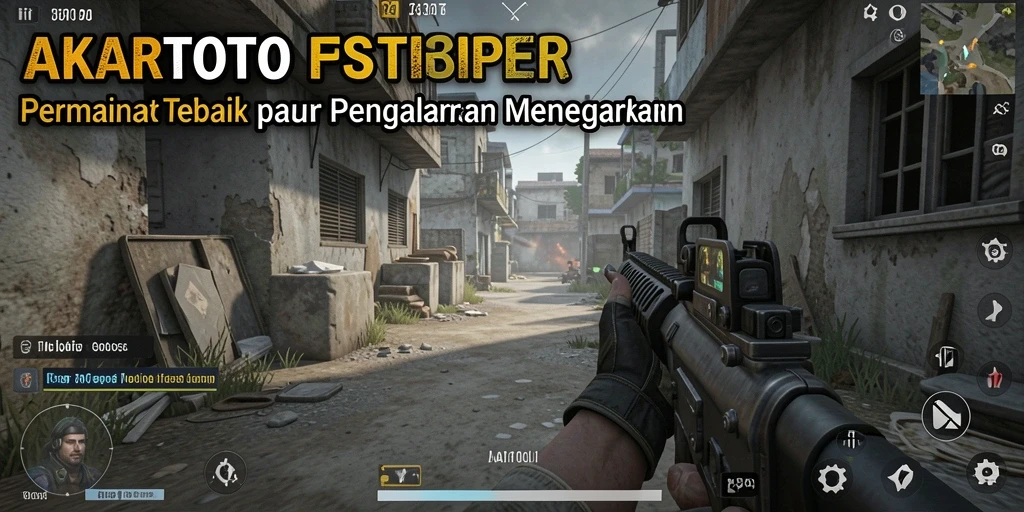 Tampilan gameplay menegangkan dari AKARTOTO dengan aksi tembak-menembak.