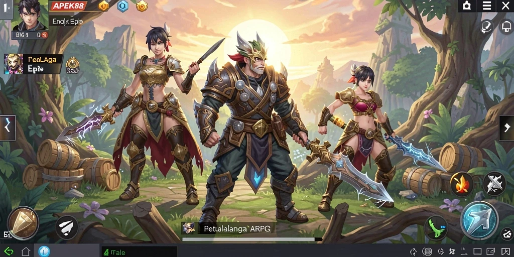 Screenshot APEK88 menampilkan pertarungan seru dalam gameplay ARPG yang mendebarkan.