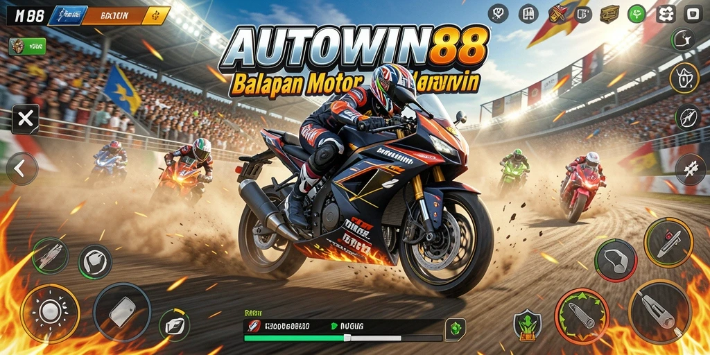 Tampilan gameplay balapan motor yang mendebarkan dan penuh aksi.