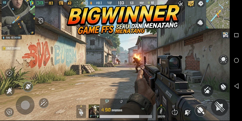 Gameplay BIGWINNER menunjukkan aksi tembak-menembak yang mendebarkan.