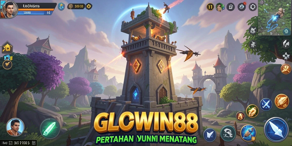 Tampilan gameplay menara yang mendebarkan pada GLOWIN88.