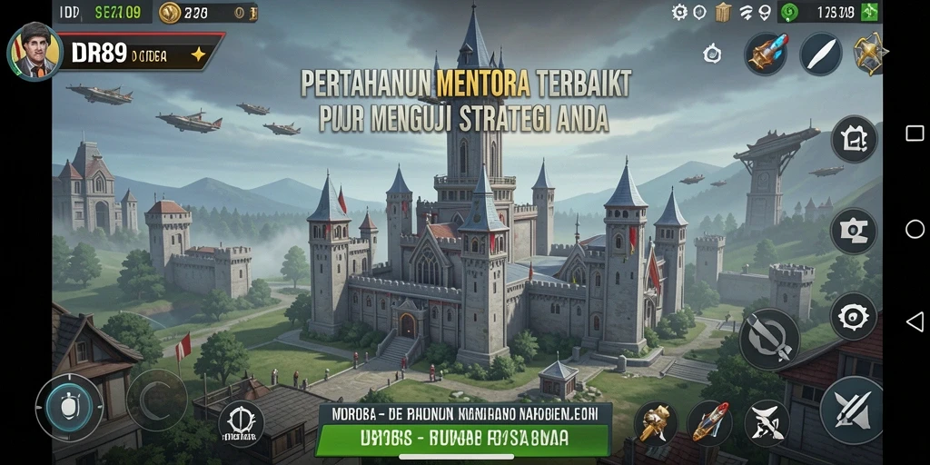 Tangkapan layar gameplay IDR89 menampilkan menara bertahan dan strategi melawan serangan musuh.