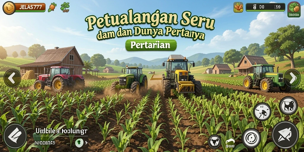 Tampilan gameplay JELAS777 yang menampilkan aktivitas bertani.