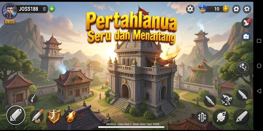 Tampilan gameplay seru di JOSS188 dengan menara pertahanan yang beragam.