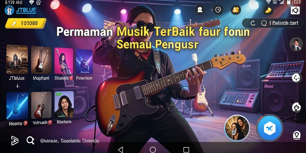 Tampilan gameplay JTBLUE yang penuh warna dan interaktif.