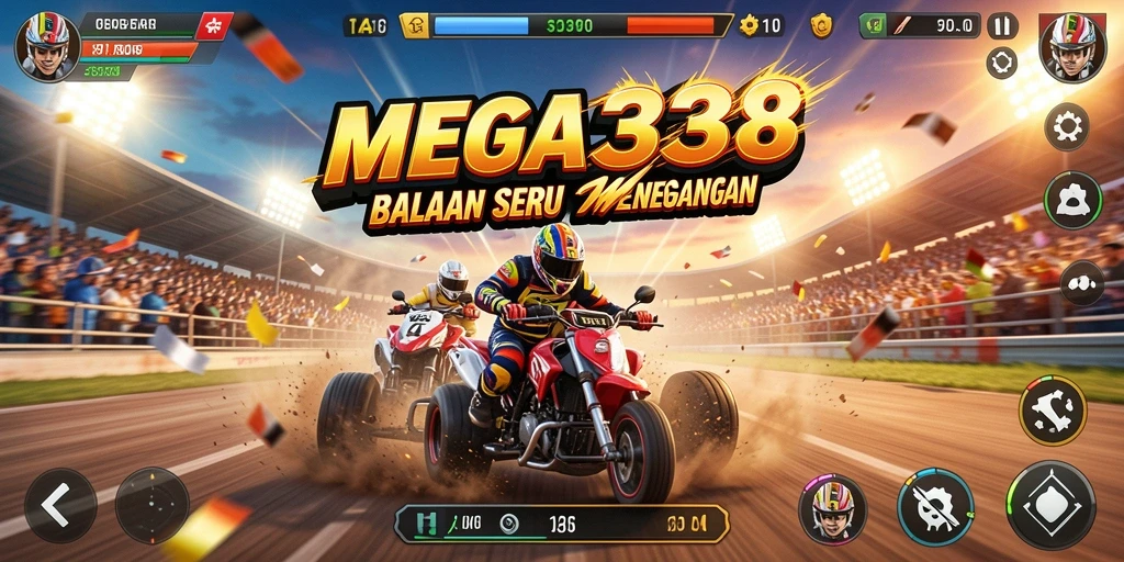 Tampilan gameplay balapan yang seru dan mendebarkan.