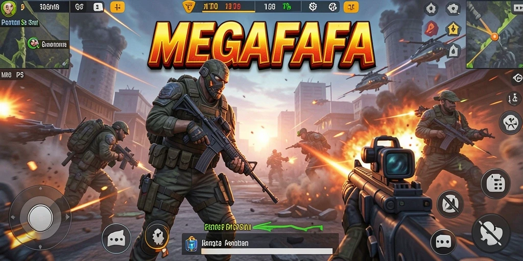 Screenshot gameplay MEGAFAFA menunjukkan aksi pertempuran mendebarkan.