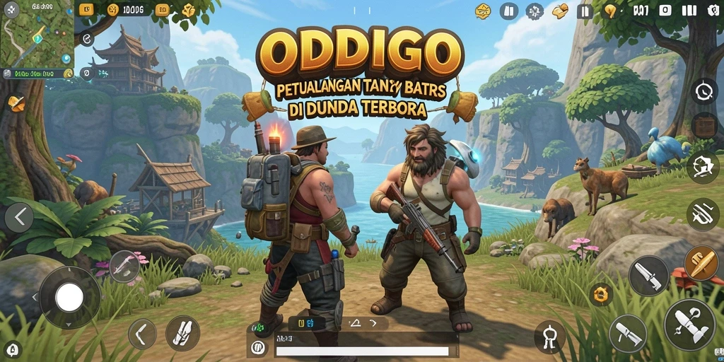 Tangkapan layar gameplay ODDIGO yang menampilkan kesempatan eksplorasi yang luas.