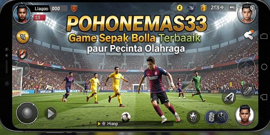 Gameplay mendebarkan di POHONEMAS33 dengan aksi sepak bola nyata.